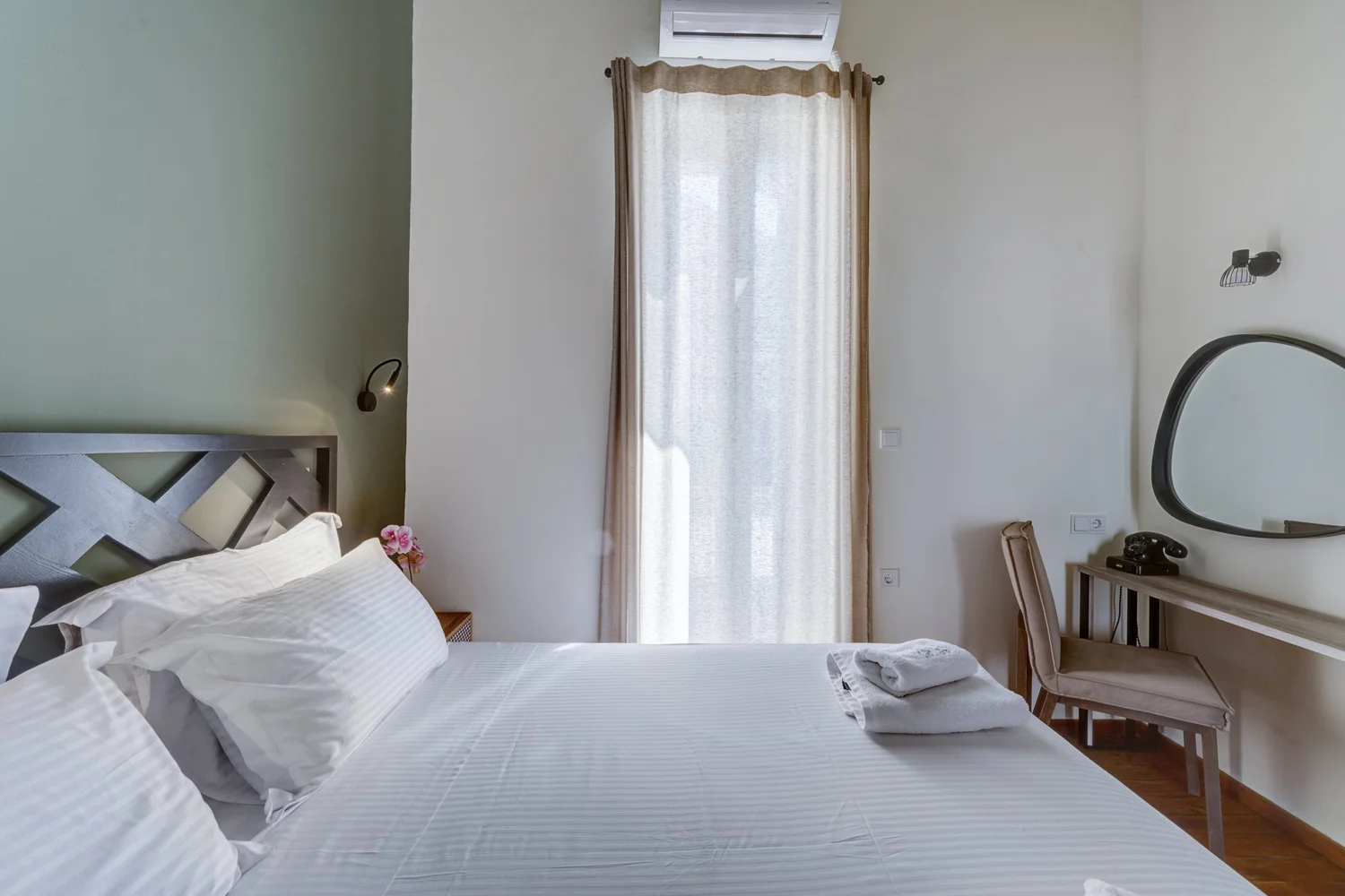 Bedroom one in natural morning light
